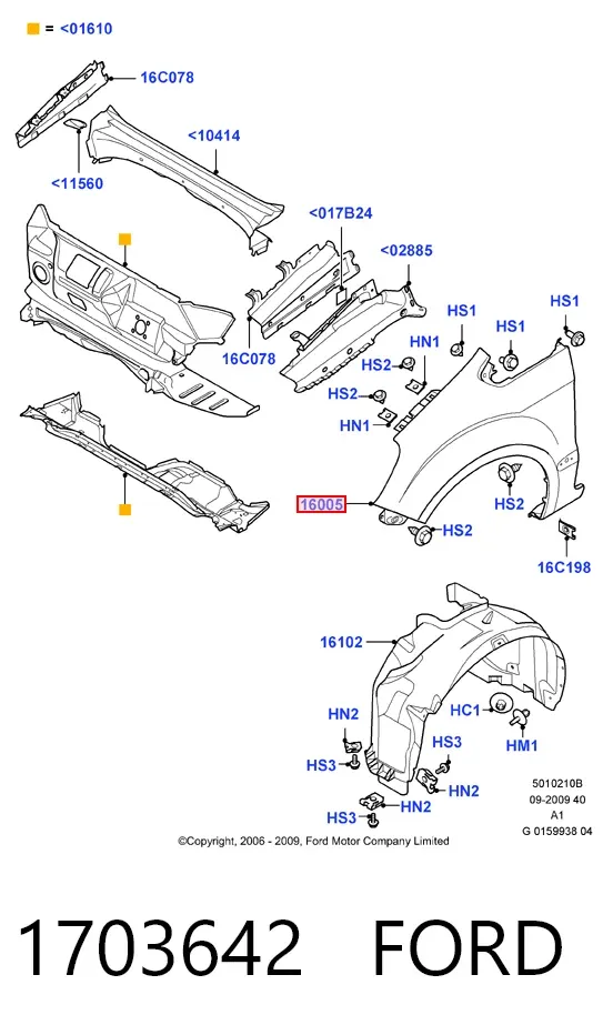 Крило переднє ліве 1703642 Ford