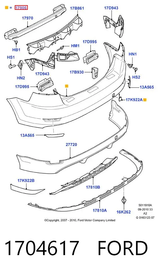 Задній бампер 1704617 Ford
