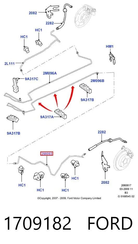 Трубка гальмівна, задня, ліва 1709182 Ford