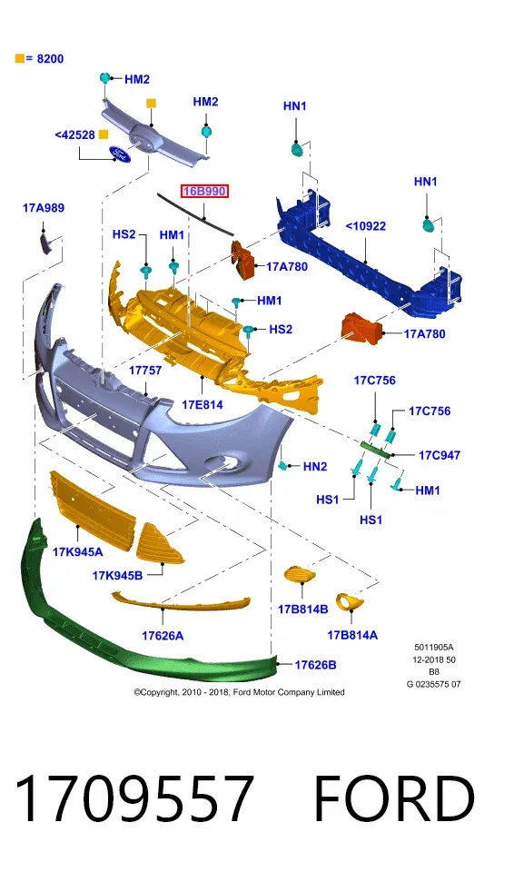 Ущільнювач капота 1709557 Ford