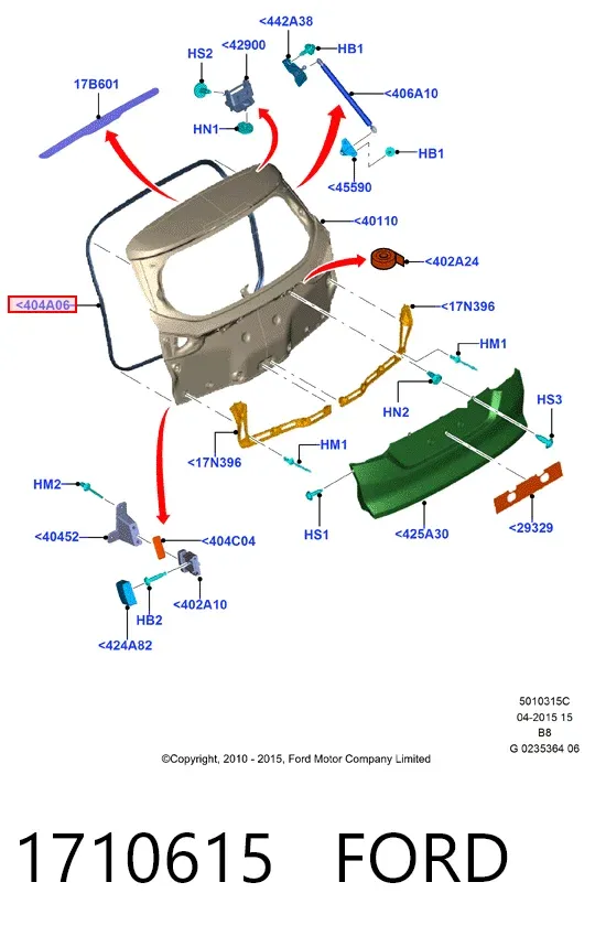 Ущільнювач задніх 3/5-й двері BM51N404A06SF Ford