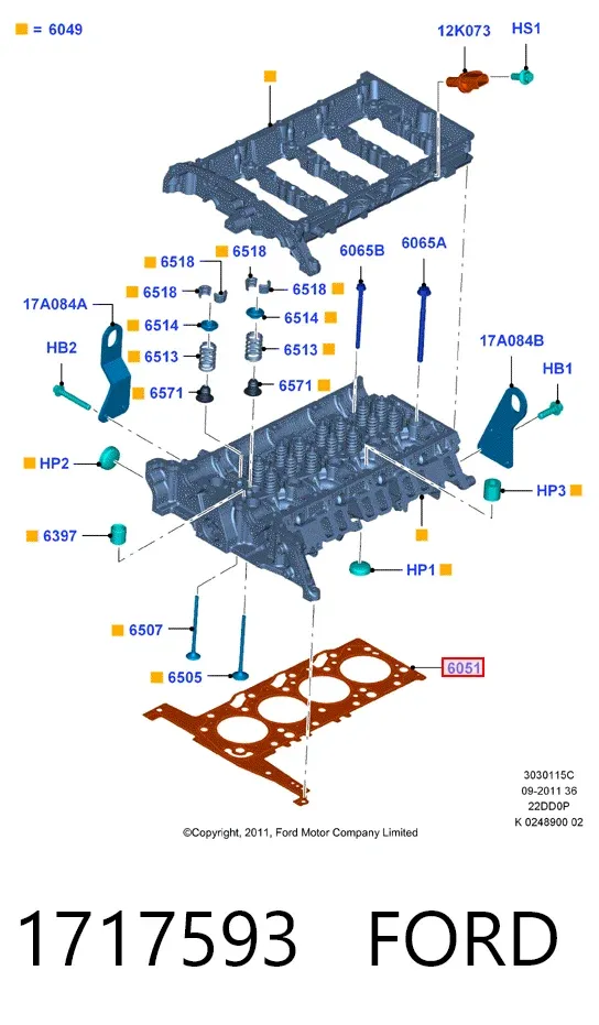 Прокладка ГБЦ 1717593 Ford