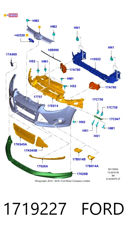 Решітка радіатора 1719227 Ford