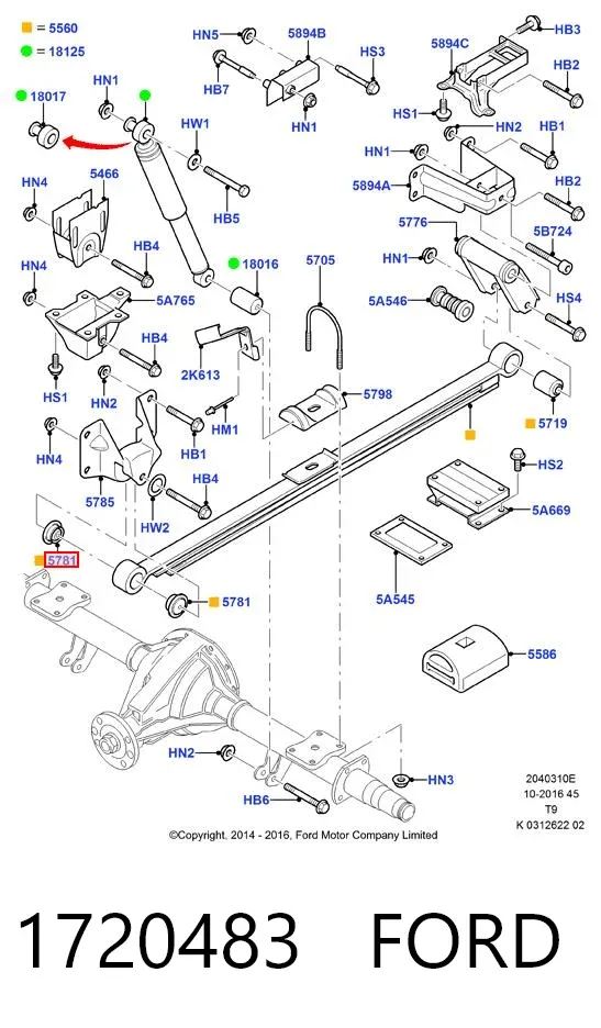 Сайлентблок ресори, передній 1720483 Ford