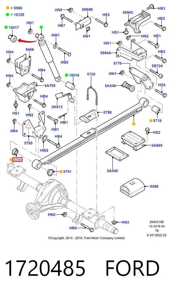 Сайлентблок ресори, передній 1720485 Ford