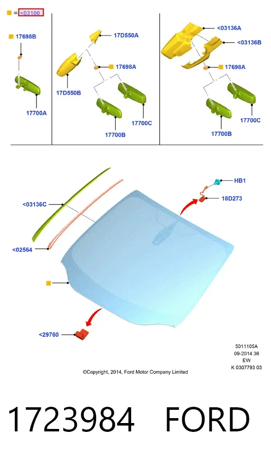 Лобове скло 1723984 Ford
