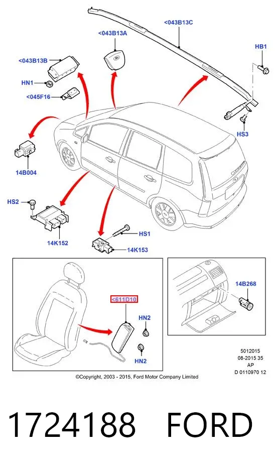 Подушка безпеки AIRBAG спинки сидіння, правого 1724188 Ford