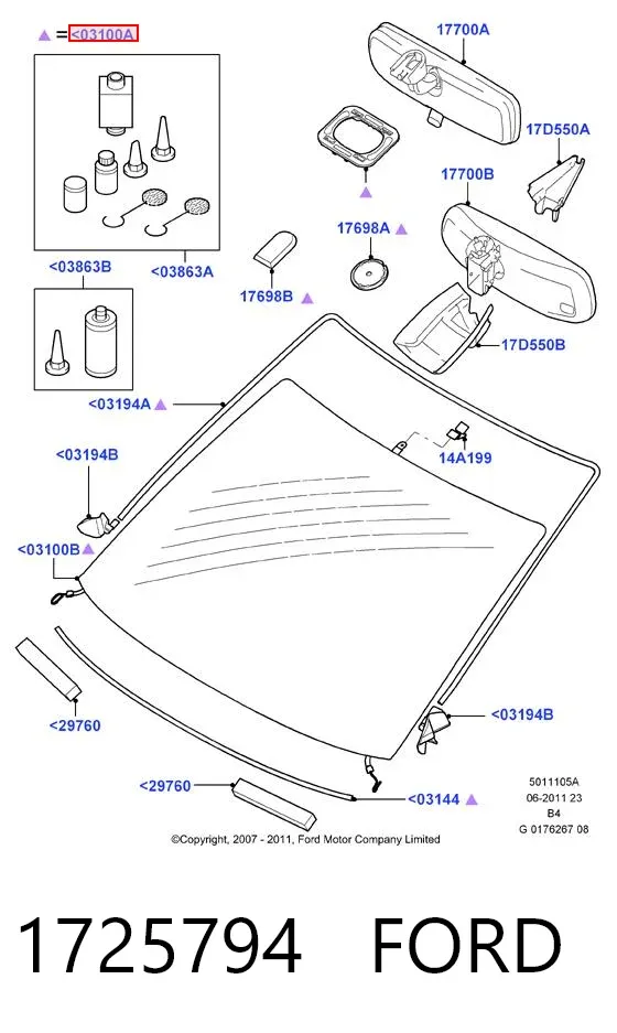 Лобове скло 1725794 Ford