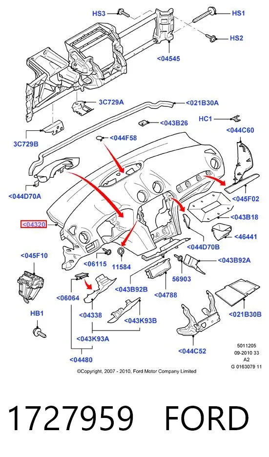 Панель приладів торпеди 1727959 Ford