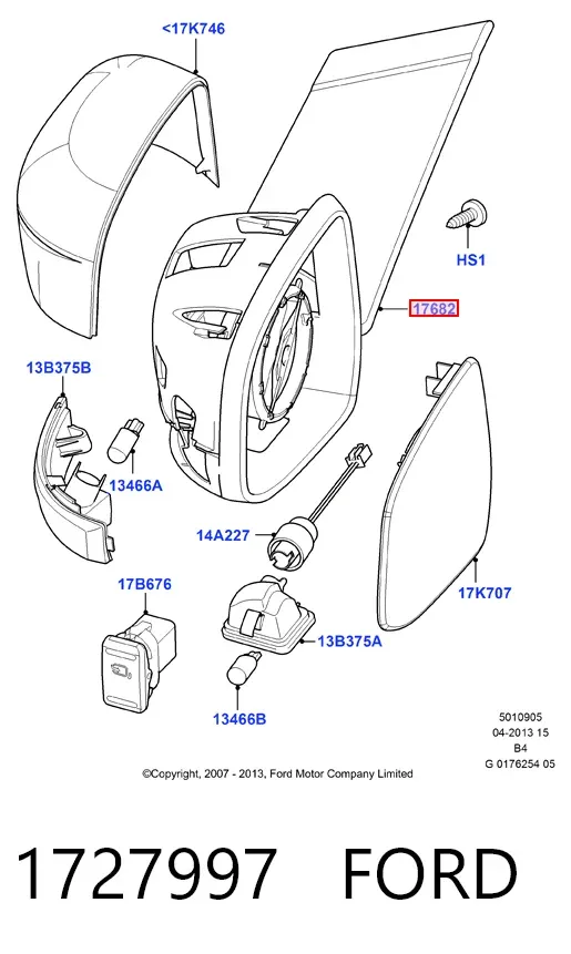 Ліве бокове дзеркало 1727997 Ford