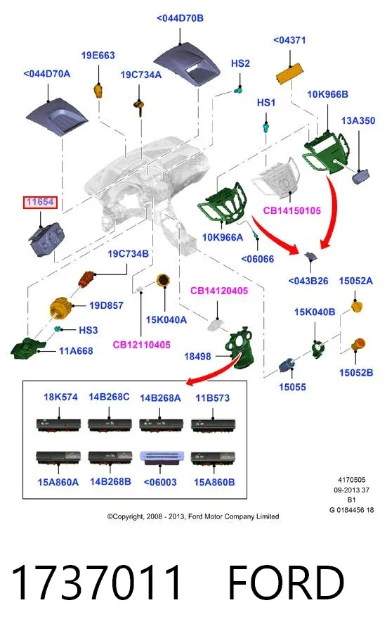 Перемикач світла фар, на "торпеді" 1737011 Ford