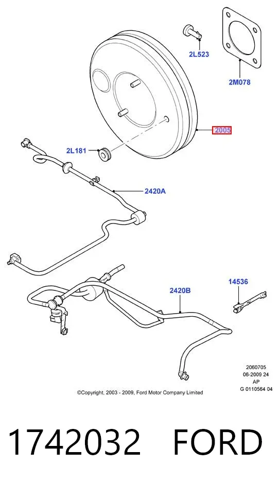 Підсилювач гальм 1742032 Ford