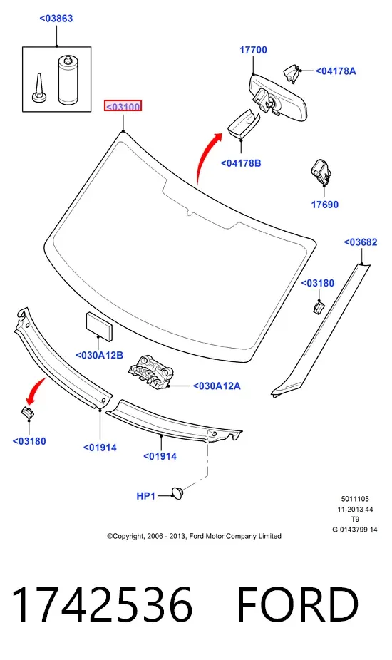 Лобове скло 1742536 Ford