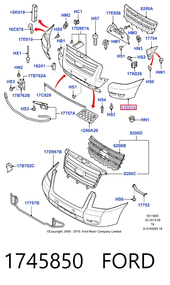 Бампер передній, ліва частина 1745850 Ford