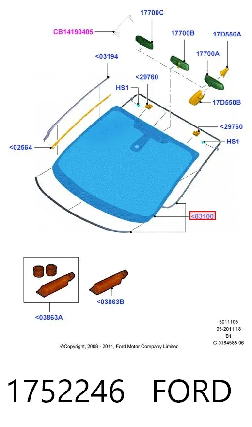 Лобове скло 1752246 Ford