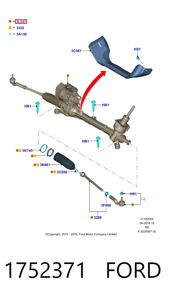 Рульова рейка 1752371 Ford