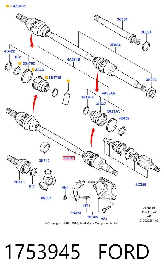 Ліва піввісь 1753945 Ford