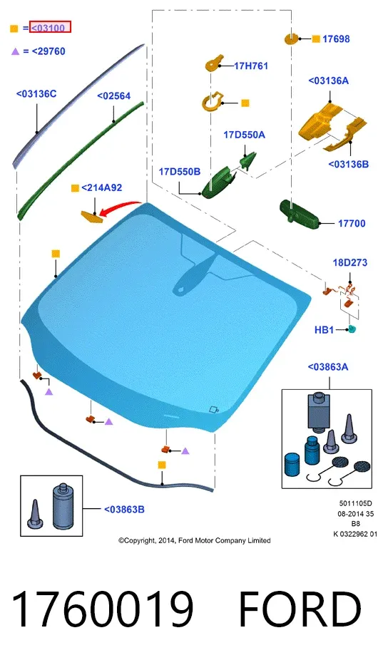 Лобове скло 1760019 Ford