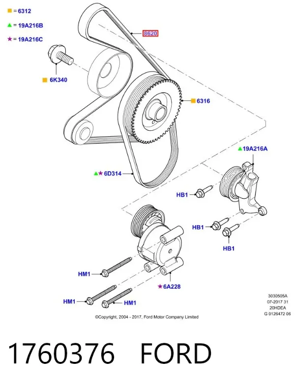Ремінь генератора 1760376 Ford