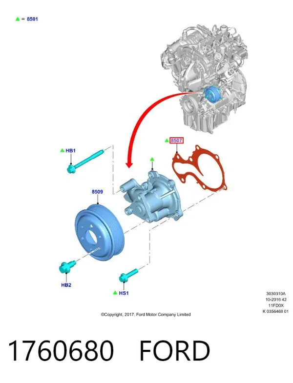 Прокладка водяної помпи 1760680 Ford
