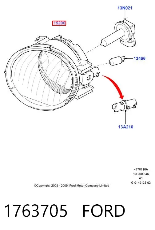 Фара протитуманна, права 1763705 Ford