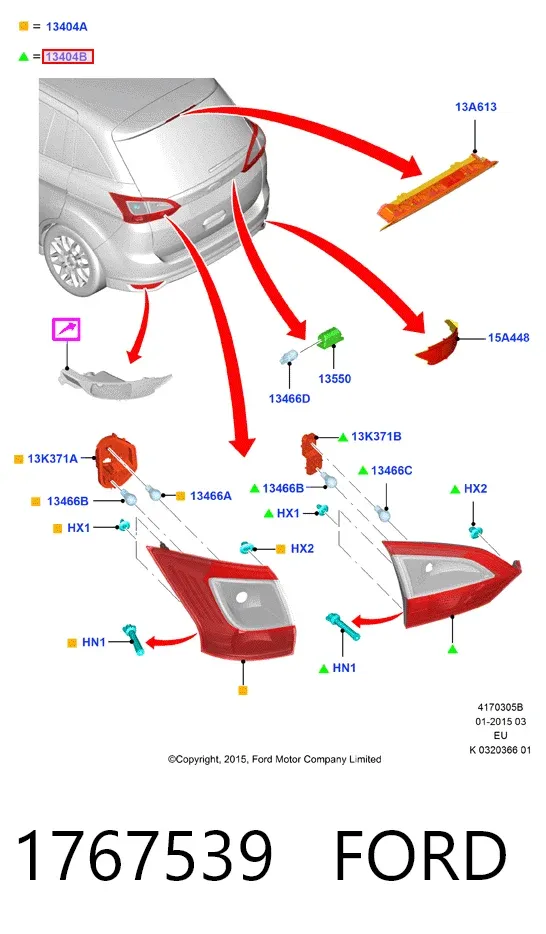 Ліхтар задній лівий, внутрішній 1767539 Ford