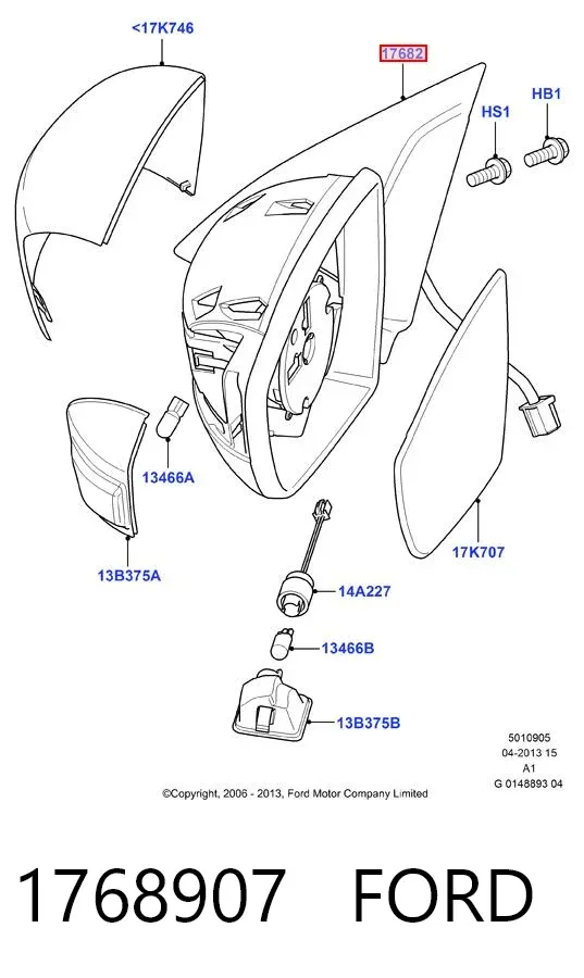 Ліве бокове дзеркало 1768907 Ford