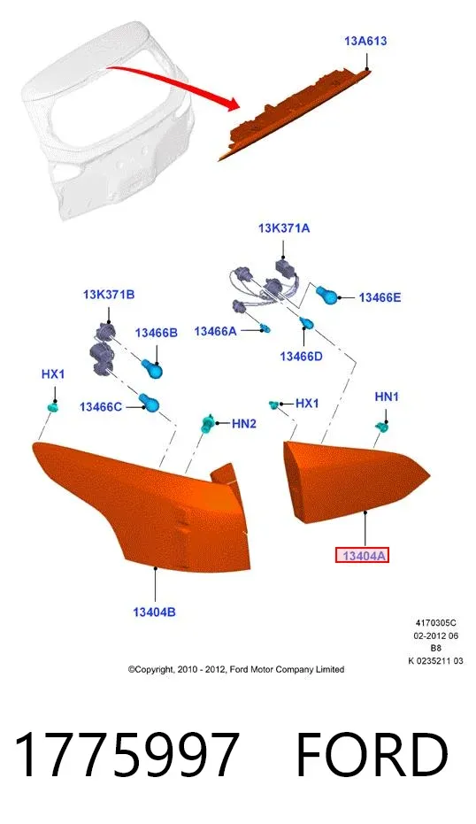 Ліхтар задній лівий, внутрішній 1775997 Ford