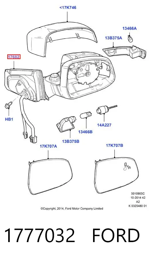 Ліве бокове дзеркало 1777032 Ford