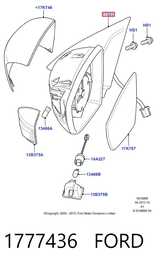 Ліве бокове дзеркало 1777436 Ford