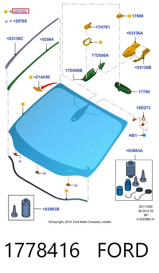 Лобове скло 1778416 Ford