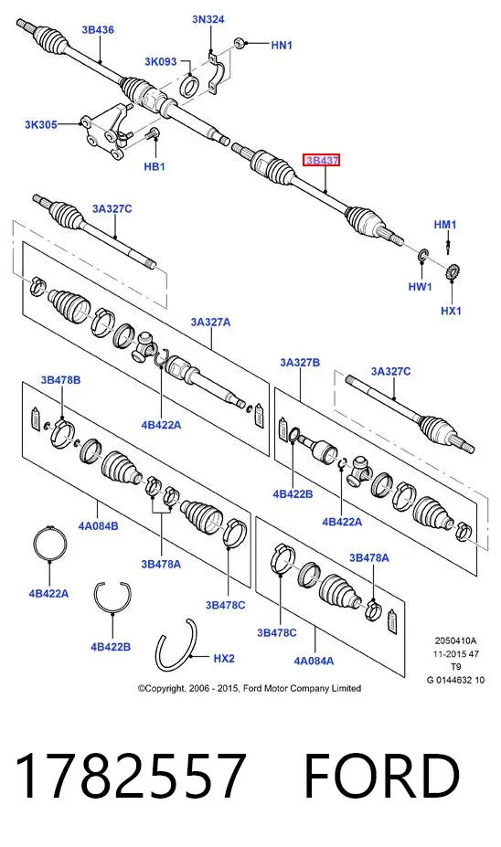 Ліва піввісь 1782557 Ford