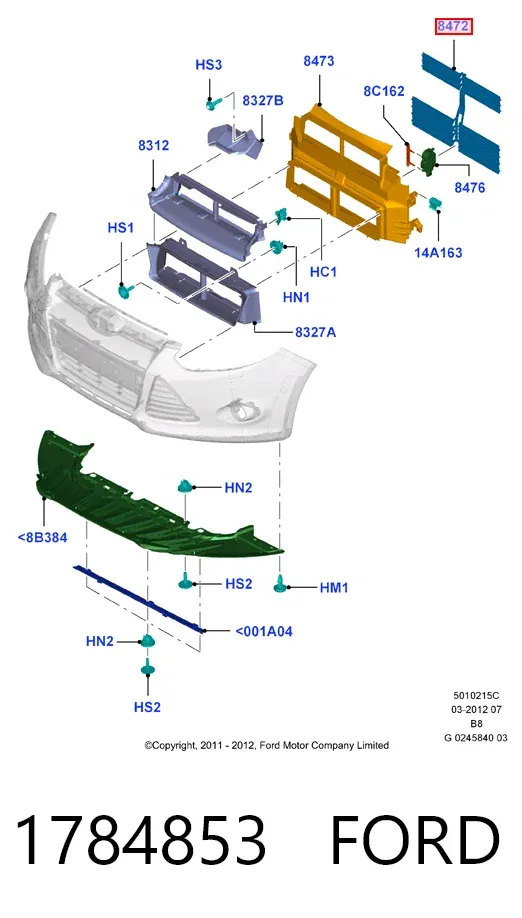 Жалюзі радіатора охолодження 1784853 Ford