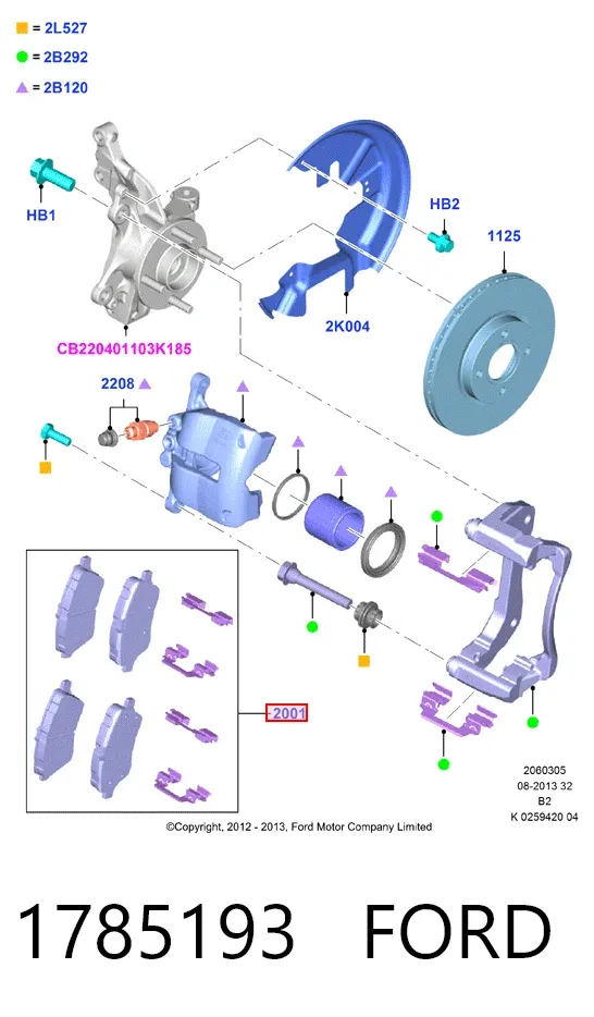 Передні тормозні колодки 1785193 Ford