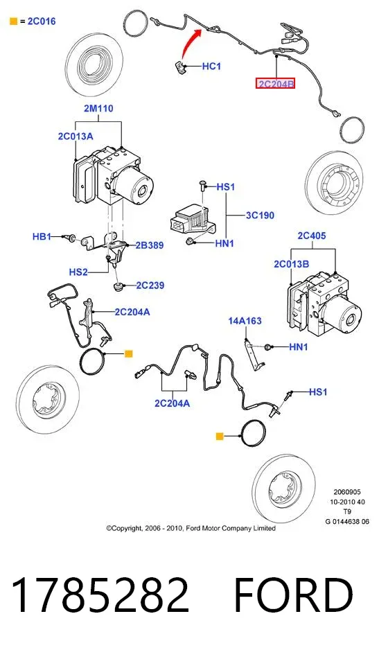 Датчик АБС (ABS) задній, правий 1785282 Ford