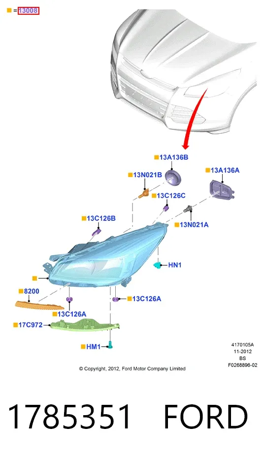 Фара ліва 1785351 Ford