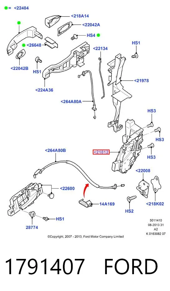 Замок дверки правої передньої 1791407 Ford