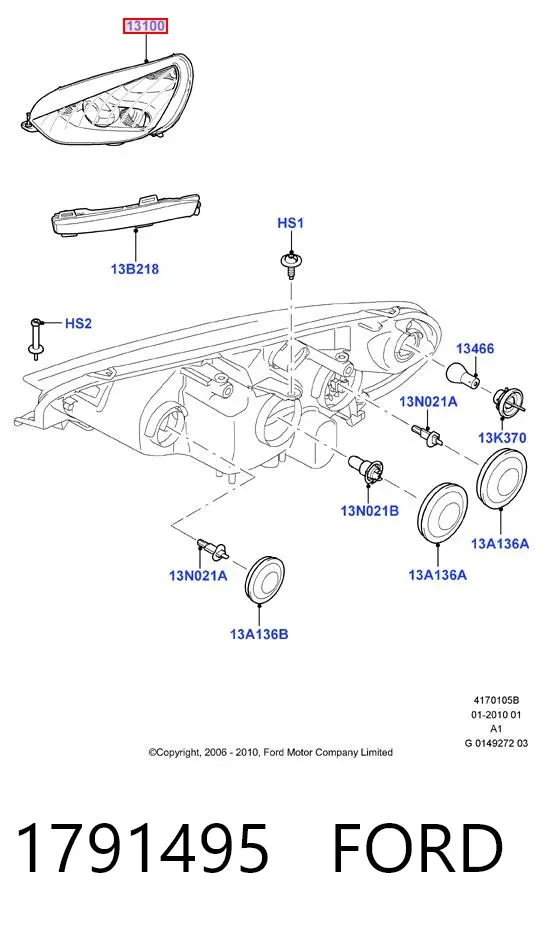 Фара права 1791495 Ford