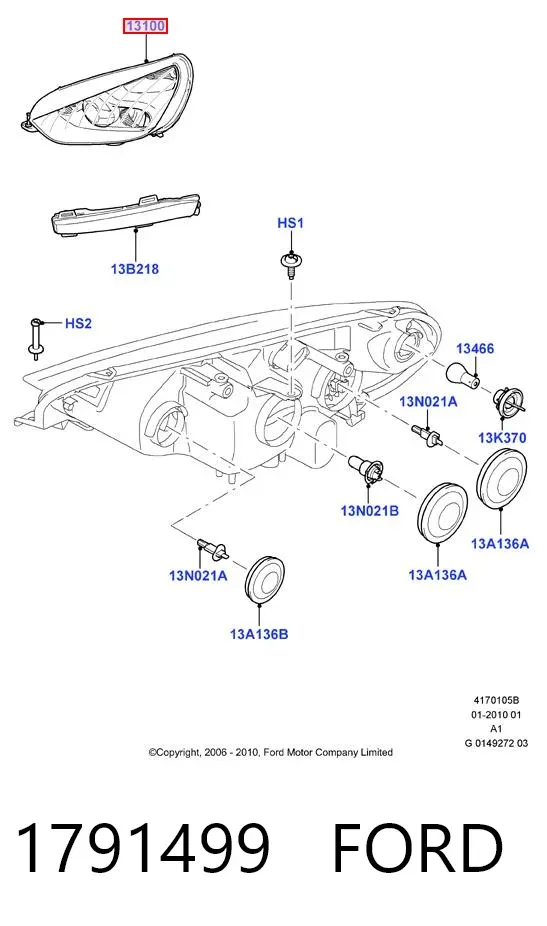 Фара ліва 1791499 Ford
