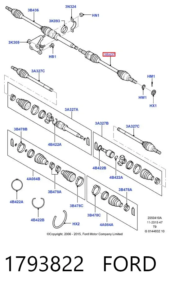 Ліва піввісь 1793822 Ford