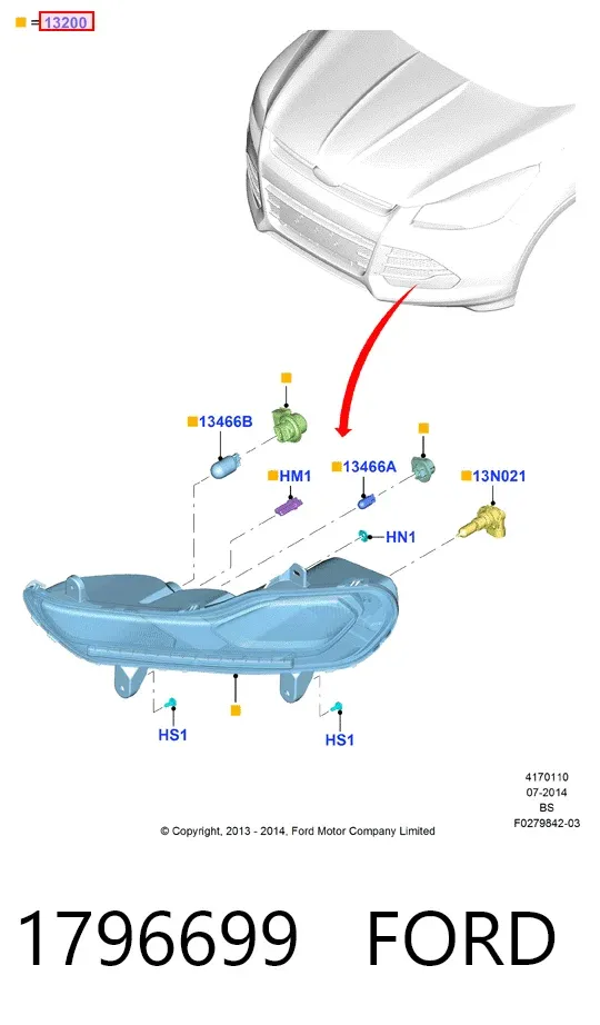 Фара протитуманна, ліва 1796699 Ford