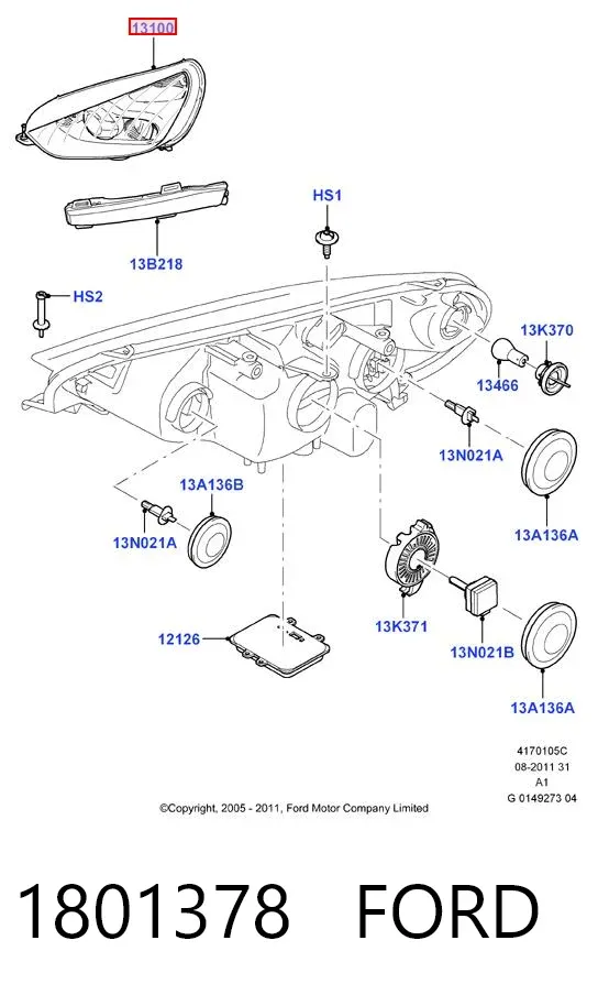 Фара ліва 1801378 Ford