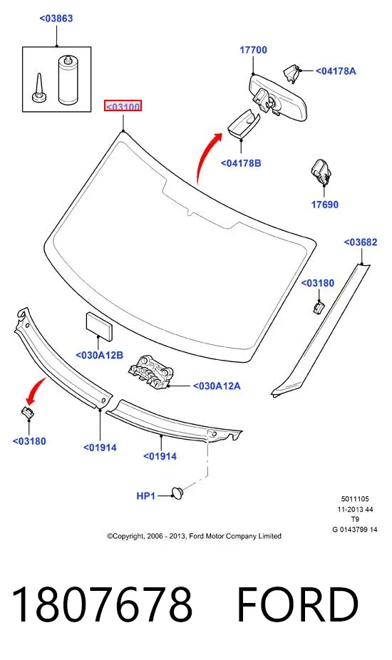 Лобове скло 1807678 Ford