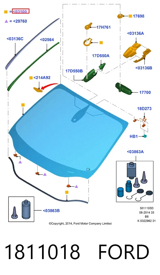 Лобове скло 1811018 Ford