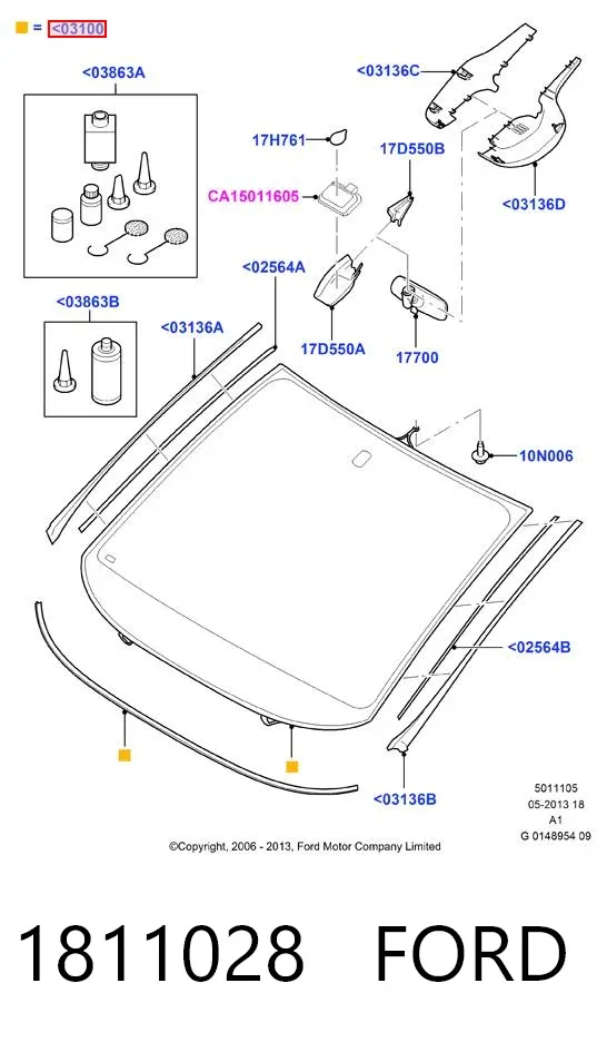 Лобове скло 1811028 Ford