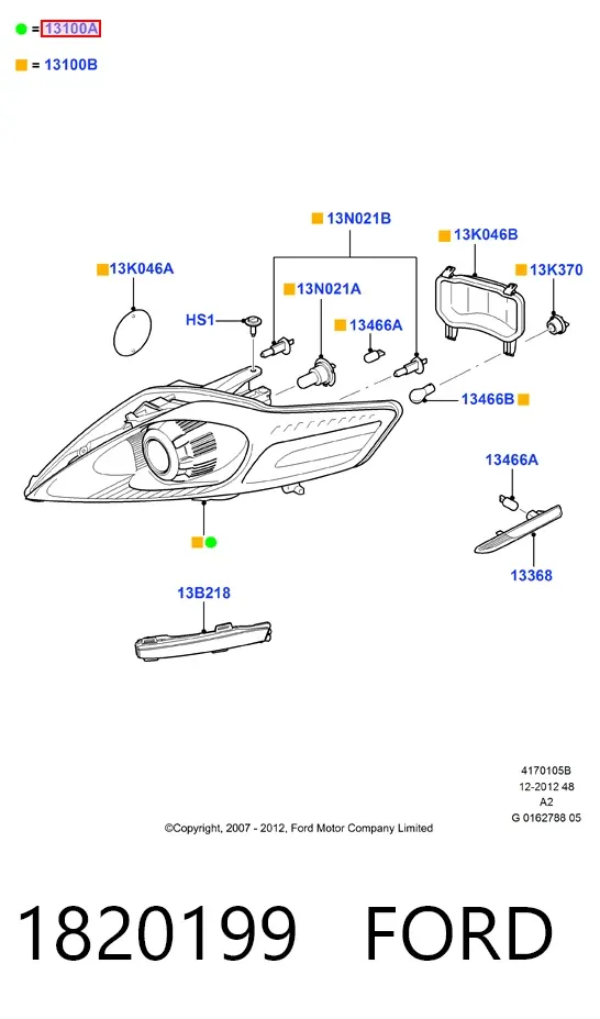 Фара права 1820199 Ford