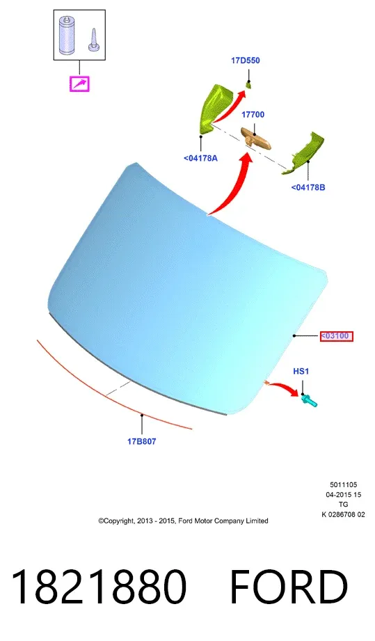 Лобове скло 1821880 Ford
