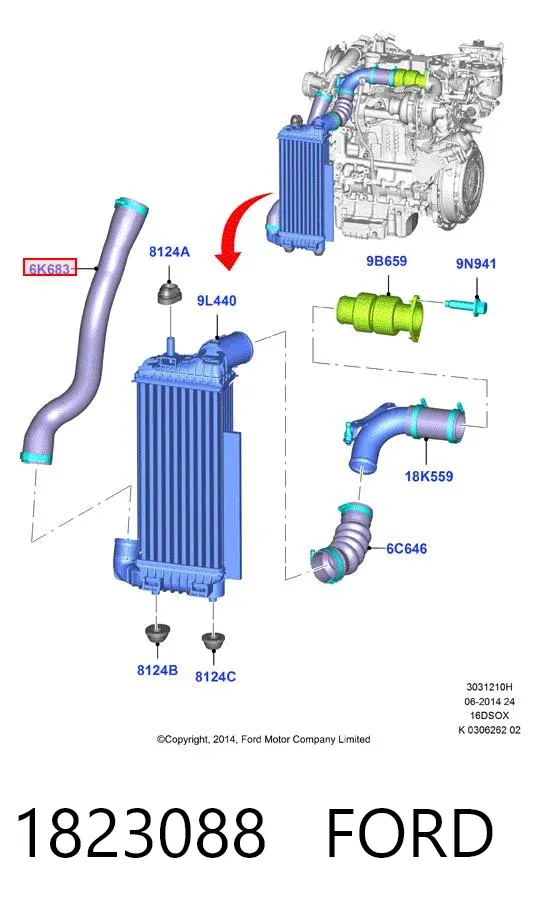 Шланг/патрубок интеркуллера 1823088 Ford