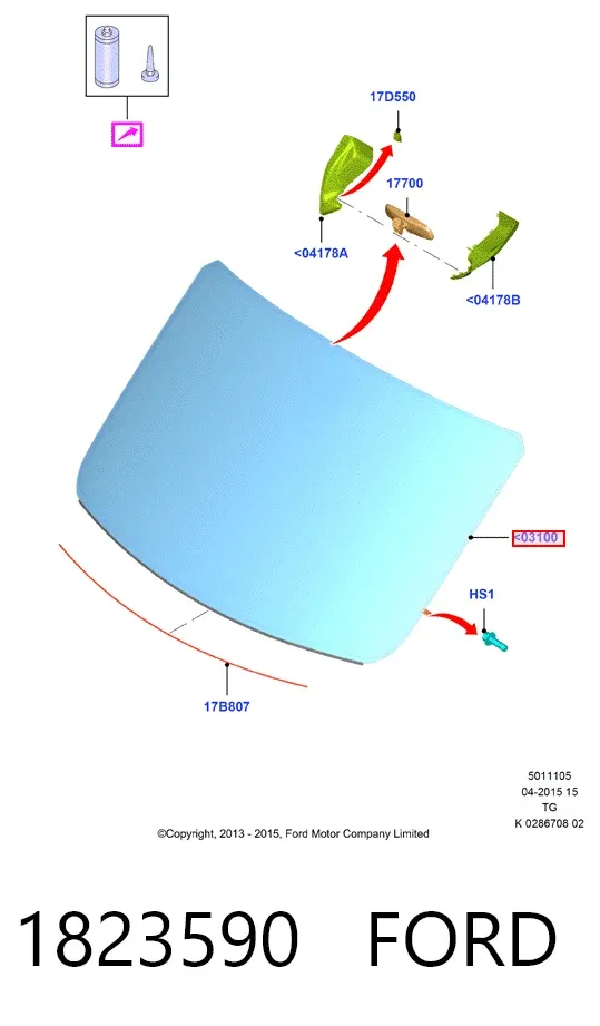 Лобове скло 1823590 Ford