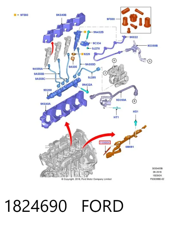 Свічка накалу 1824690 Ford